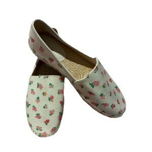COACH Shoes Slip-On Espadrille Size 9M Cream Pink Floral Canvas Flowers